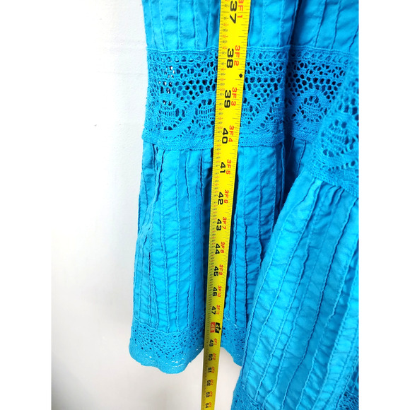 Vintage Womens Small Dress Long MAXI Bohemian Crochet Lace Flare Sleeve 1970s - Picture 7 of 10